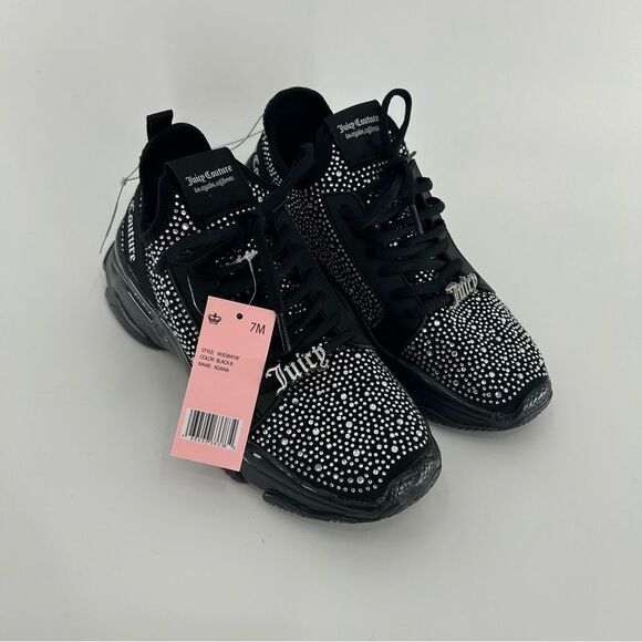 Juicy Couture Forever 21 Rhinestone Black Sneakers NWT Size 7 - Picture 2 of 9